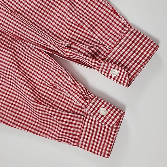 Foxcroft Women's Red White Plaid Gingham Cotton Blend Button Up Shirt Sz 10p - Picture 3 of 10